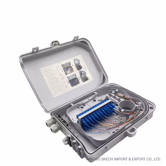 Glasfaser-Verteilerkasten, 24 Kerne, FTTH-Glasfaser-Anschlusskasten für Splitter 1: 16/2: 8, Wandmontage-Faserkasten, 24 Anschlüsse, Ausgangsfasern